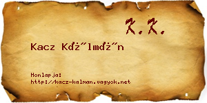 Kacz Kálmán névjegykártya